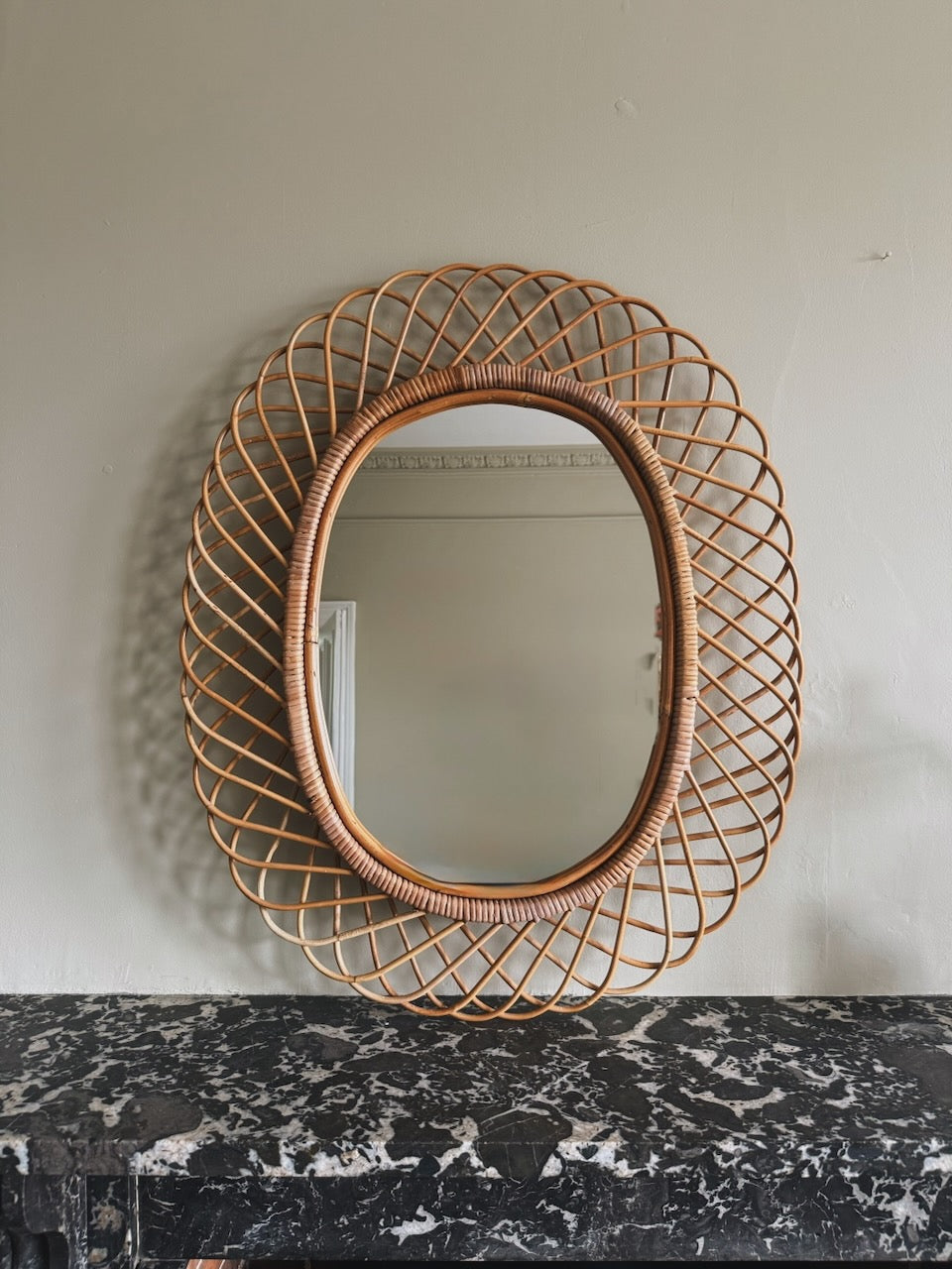 Large vintage Italian mid century rattan mirror – Palace of Nowhere Large vintage Italian mid century rattan mirror – Palace of Nowhere