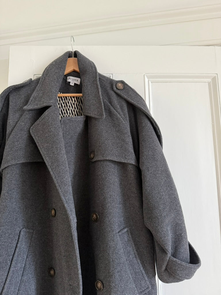 Musier Paris Gia wool blend long belted coat - shop at Palace of Nowhere