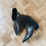 Aeyde brown snakeskin embossed leather western ankle boots Palace of Nowhere