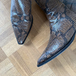 Aeyde brown snakeskin embossed leather western ankle boots Palace of Nowhere