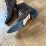 Aeyde brown snakeskin embossed leather western ankle boots Palace of Nowhere