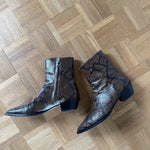 Aeyde brown snakeskin embossed leather western ankle boots Palace of Nowhere