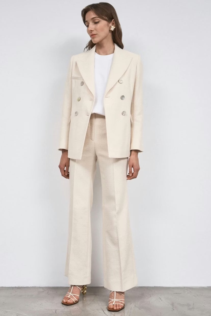 Alexa Chung ivory cotton boucle 'Francoise' pants Palace of Nowhere