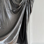 All Saints 'Carla' ruched silver midi skirt Palace of Nowhere