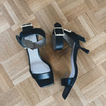All Saints black leather 'noir low sandal' heels Palace of Nowhere