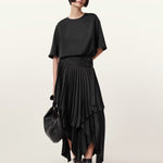 All Saints black pleated 'Kat' midi skirt Palace of Nowhere
