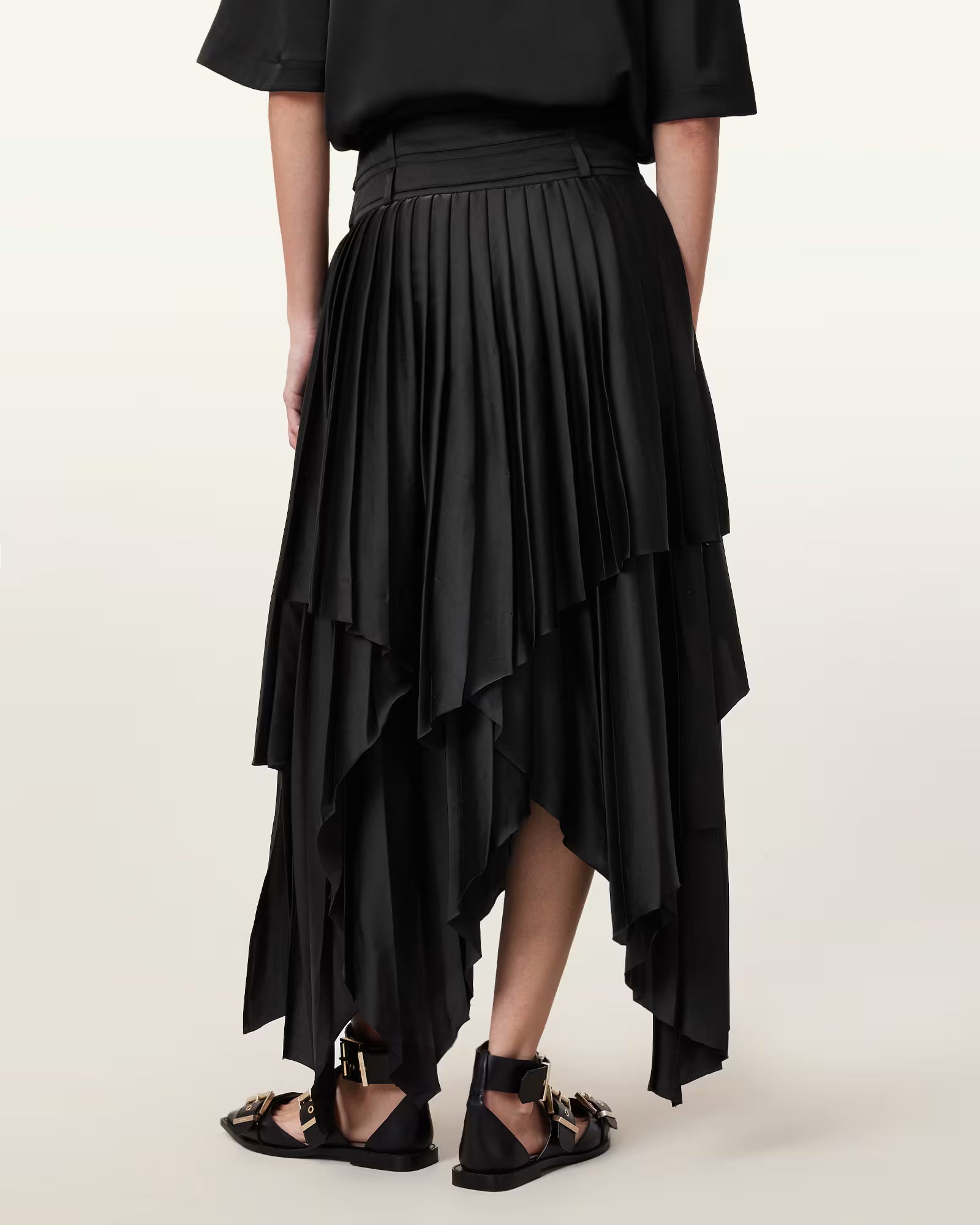 All Saints black pleated 'Kat' midi skirt Palace of Nowhere