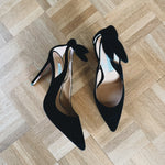Aquazzura black suede bow tie heels Palace of Nowhere