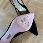 Aquazzura black suede bow tie heels Palace of Nowhere