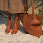 By Far Neva caramel leather ankle boots at Palace of Nowhere