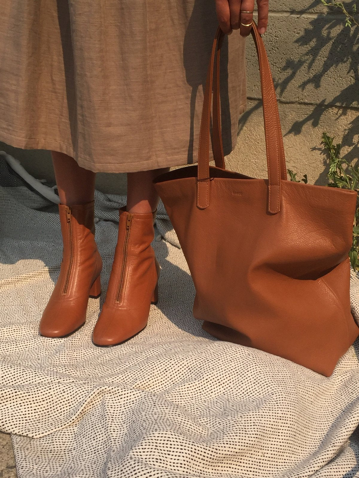 By Far Neva caramel leather ankle boots at Palace of Nowhere