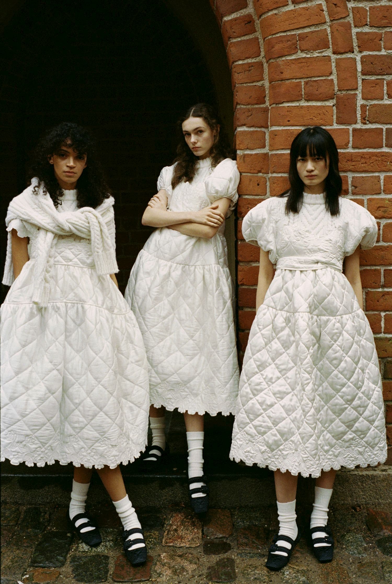 Cecilie Bahnsen x Charles & Keith quilted satin Dahlia Mary Janes 