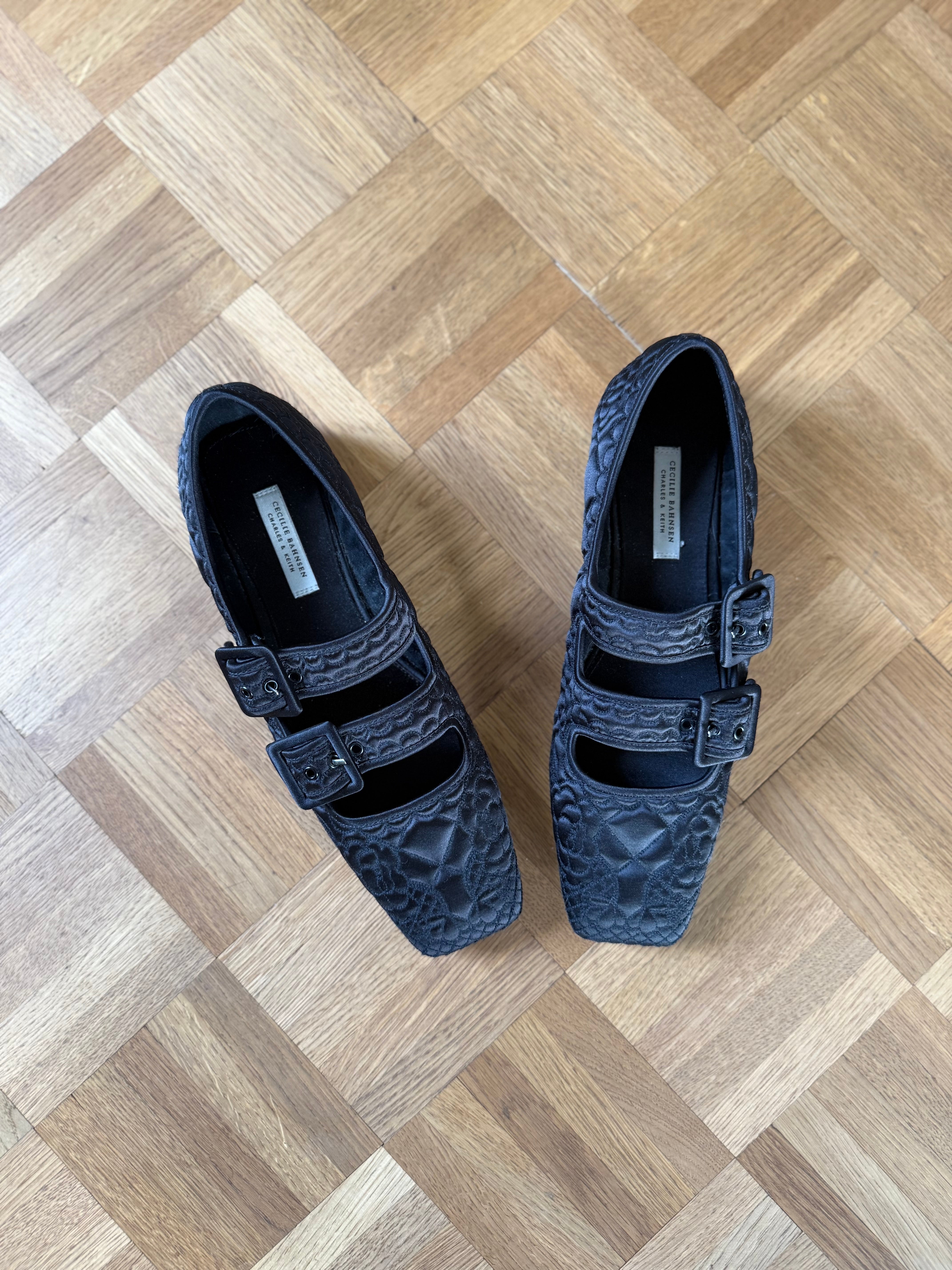 Cecilie Bahnsen x Charles & Keith quilted satin Dahlia Mary Janes 