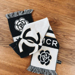 Chanel cashmere blend fringed MCR Camellia scarf at Palace of Nowhere