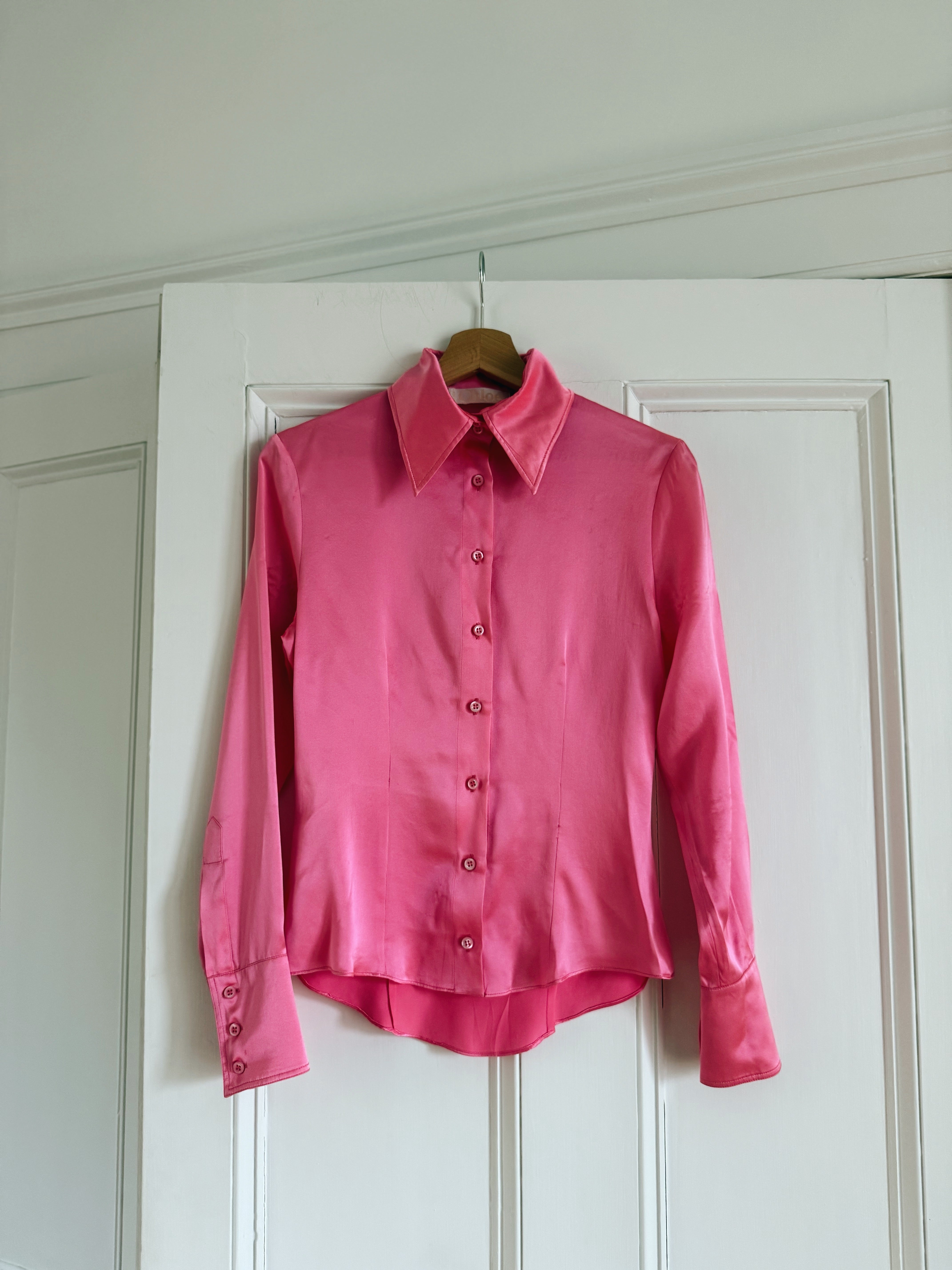 Chloe bubblegum pink silk satin shirt