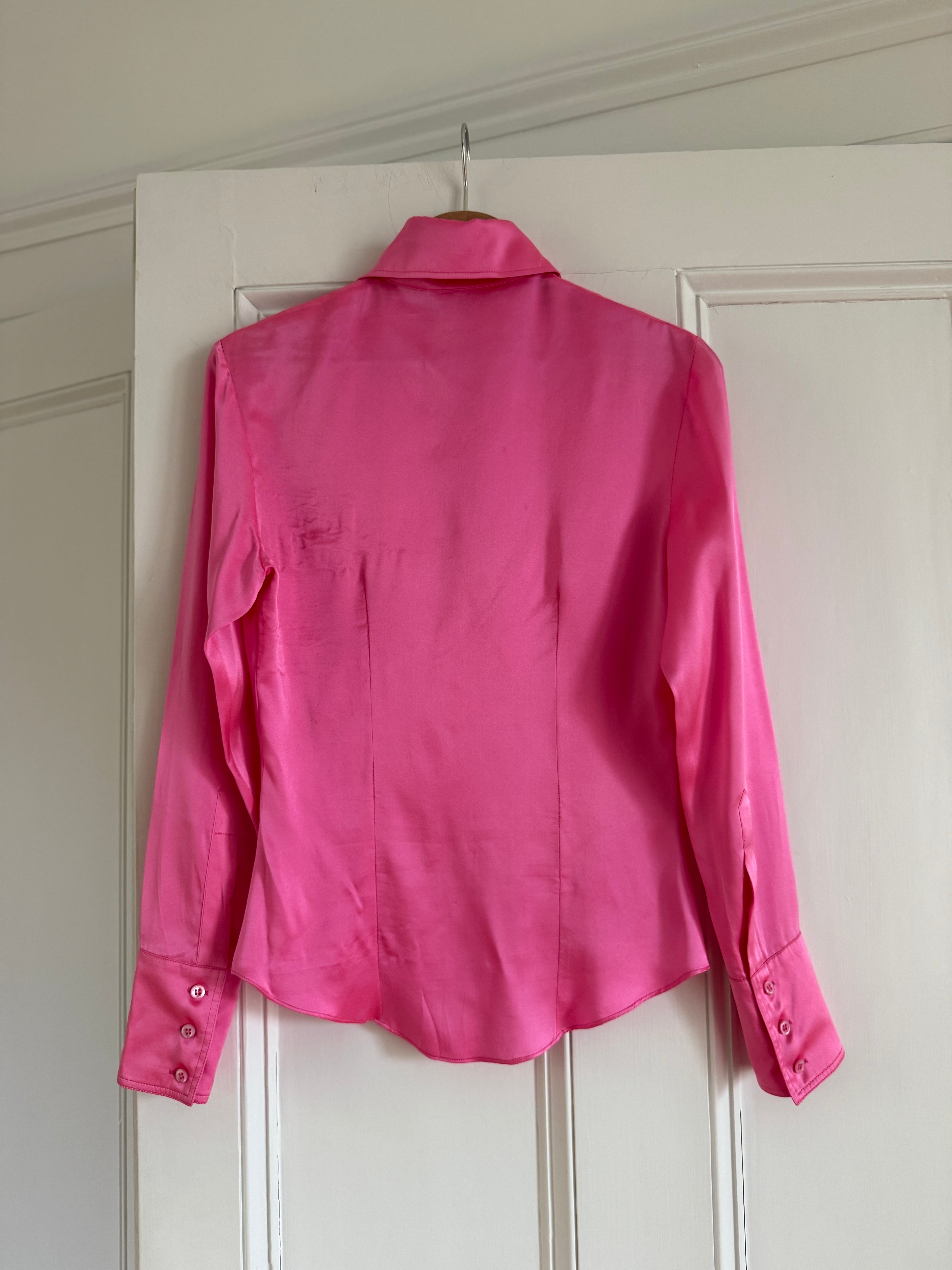 Chloe bubblegum pink silk satin shirt