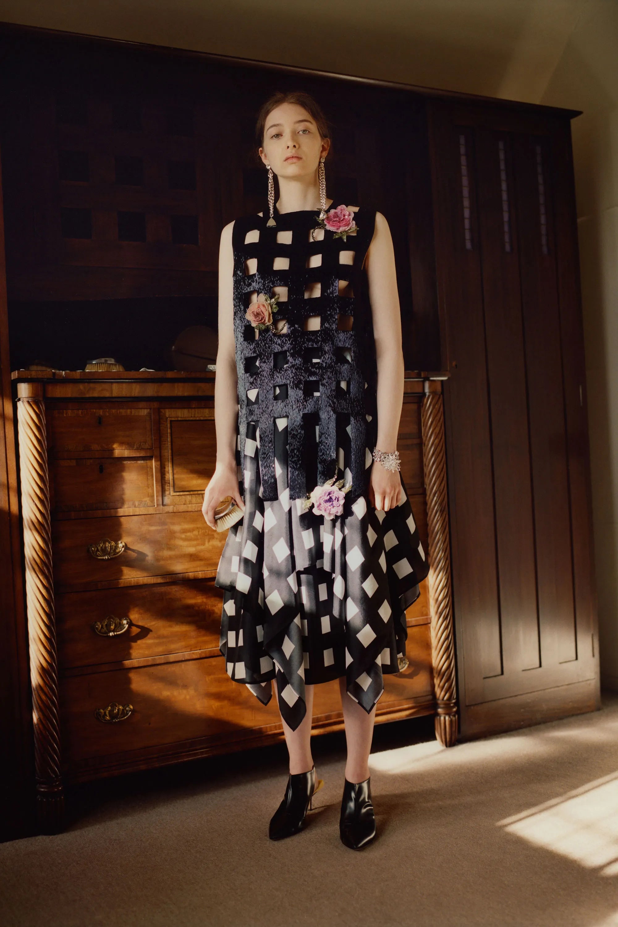 Christopher Kane Resort 18 windowpane check silk midi skirt Palace of Nowhere