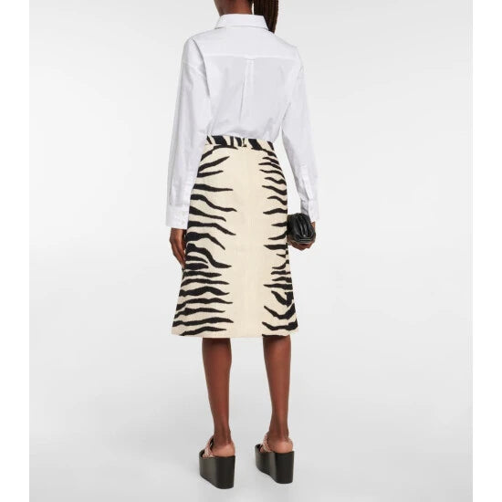 Dries van Noten 'Shea' zebra print chenille midi skirt at Palace of Nowhere