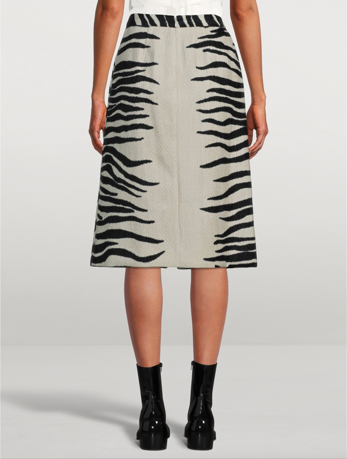 Dries van Noten 'Shea' zebra print chenille midi skirt at Palace of Nowhere