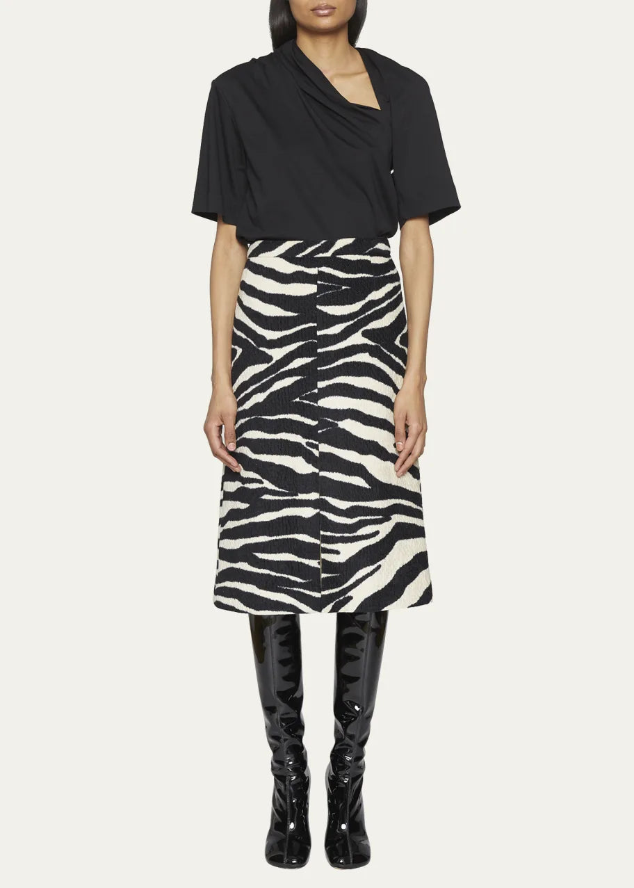 Dries van Noten 'Shea' zebra print chenille midi skirt at Palace of Nowhere