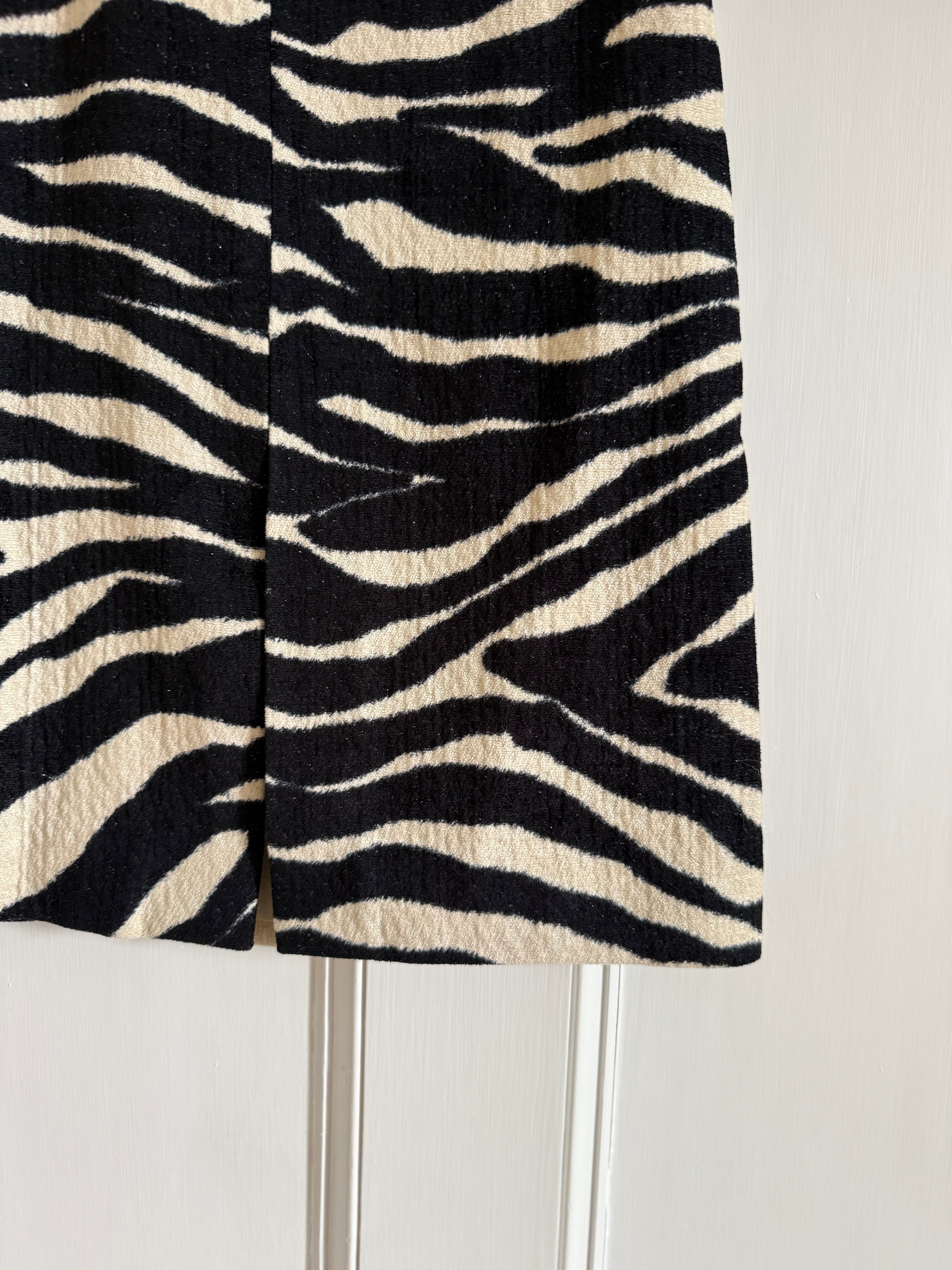 Dries van Noten 'Shea' zebra print chenille midi skirt at Palace of Nowhere