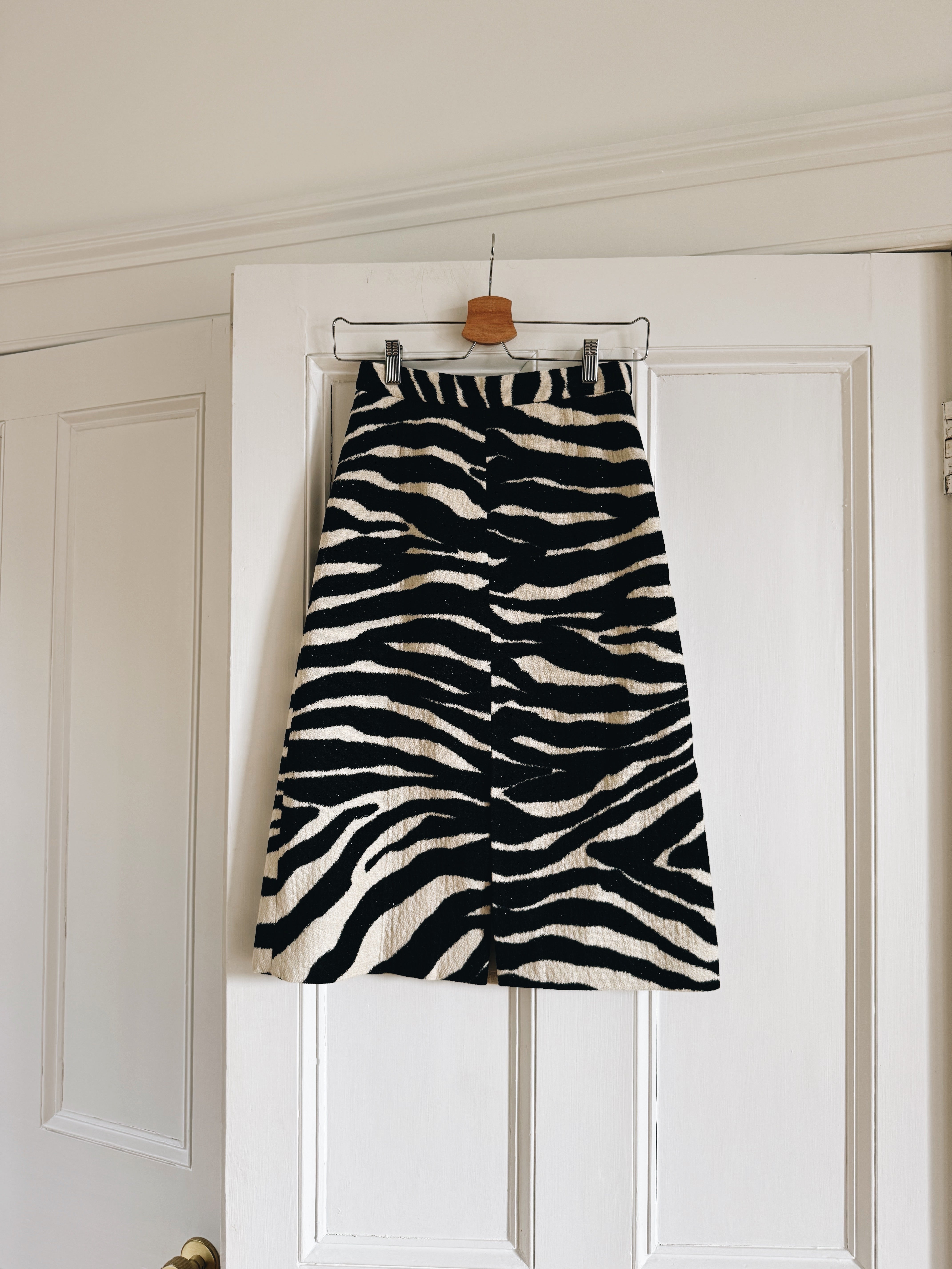 Dries van Noten 'Shea' zebra print chenille midi skirt at Palace of Nowhere