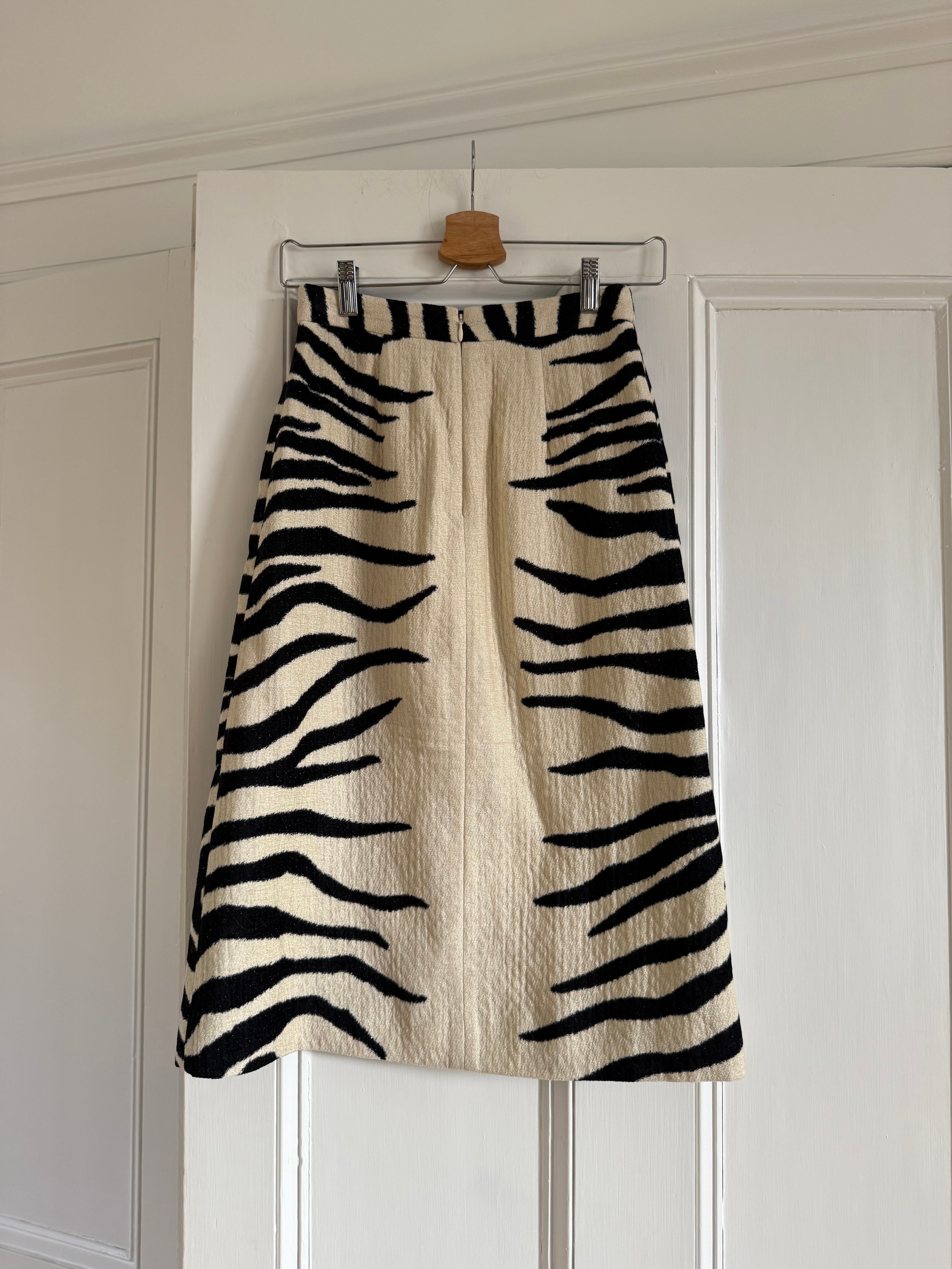 Dries van Noten 'Shea' zebra print chenille midi skirt at Palace of Nowhere