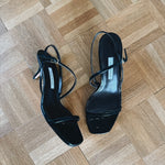 Emme Parsons 'Hugo' black embossed leather low heel sandals Palace of Nowhere