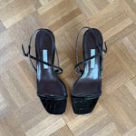 Emme Parsons 'Hugo' black embossed leather low heel sandals Palace of Nowhere