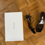 Emme Parsons 'Hugo' black embossed leather low heel sandals Palace of Nowhere