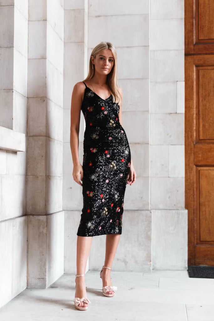 Erdem x H&M black floral sequin dress Palace of Nowhere