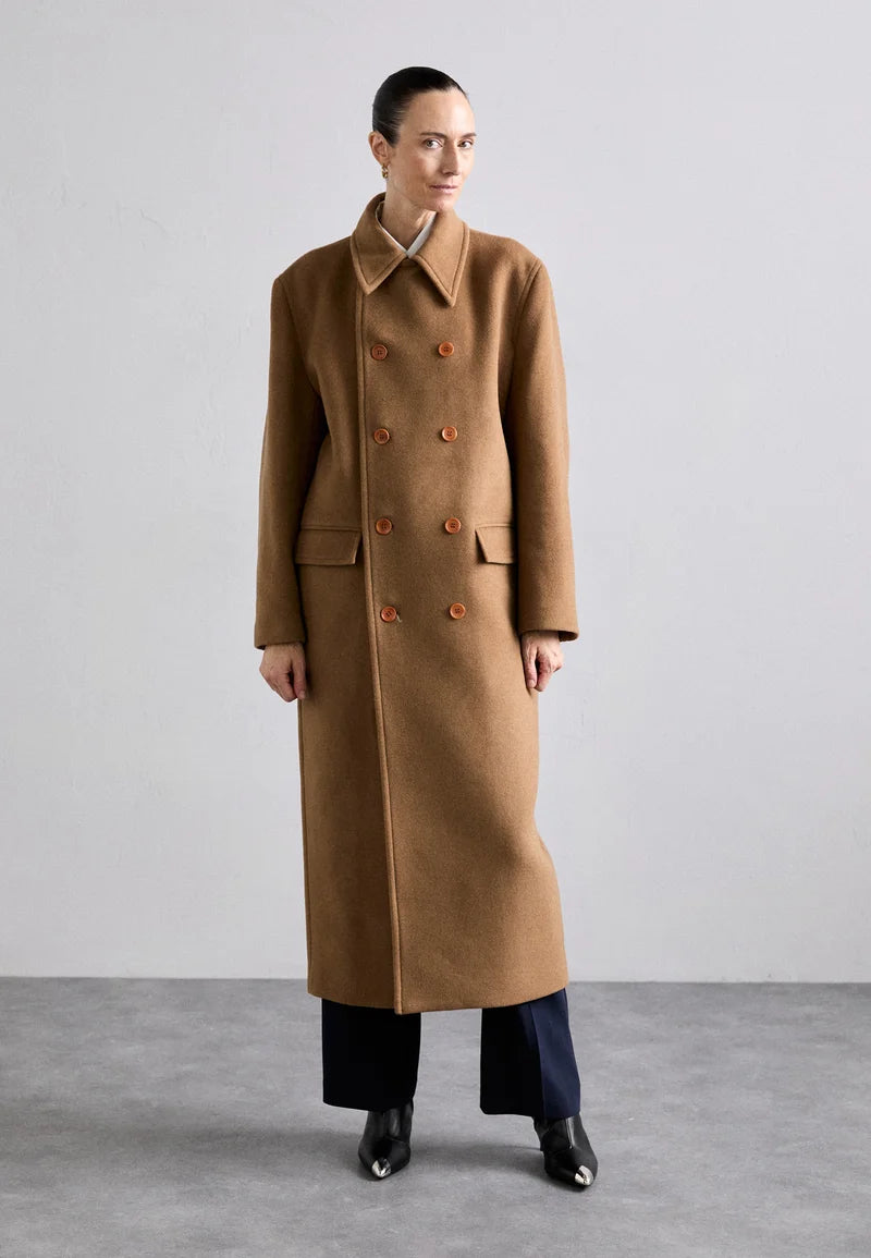 Filippa K brushed wool double breasted long coat 