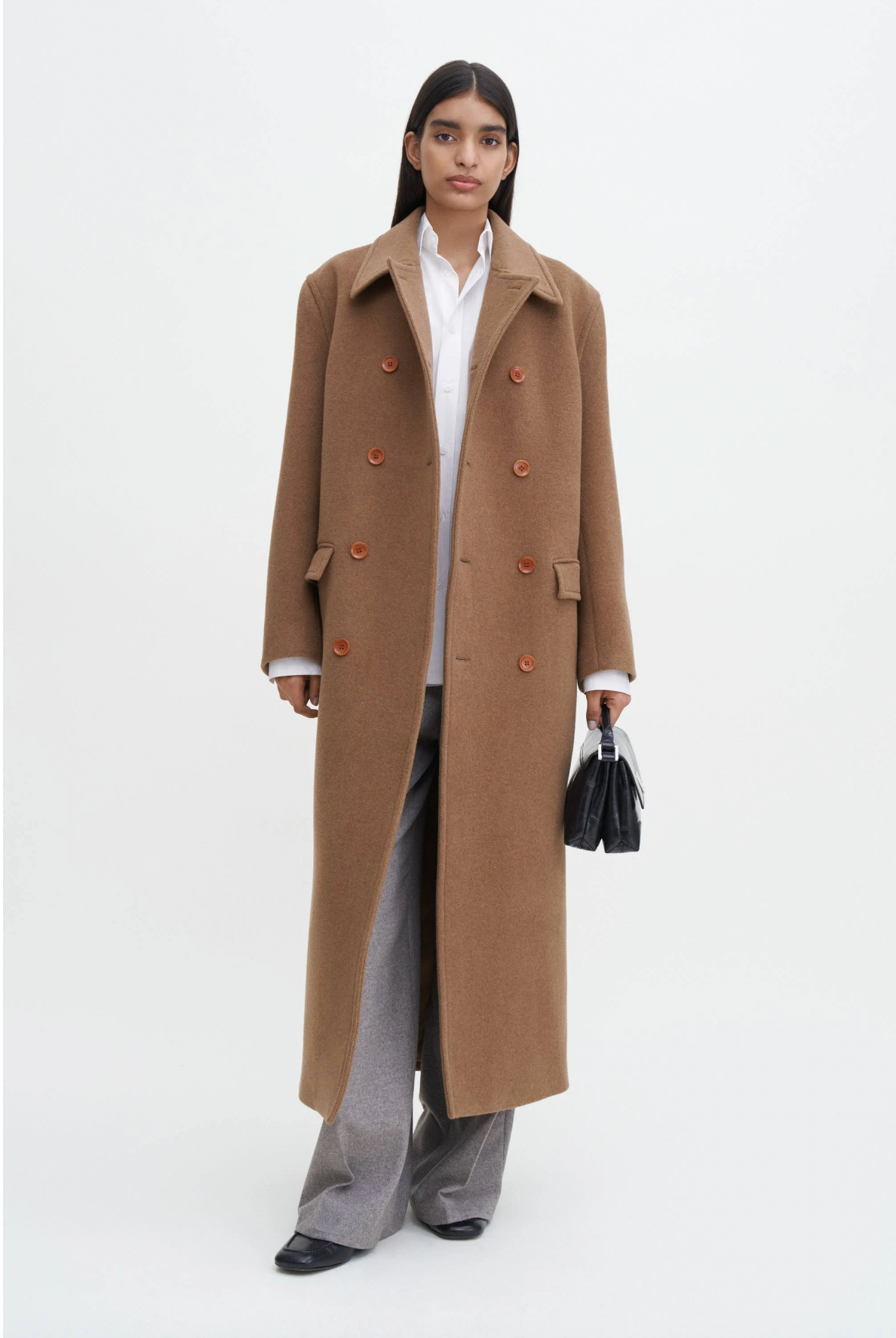 Filippa K brushed wool double breasted long coat 