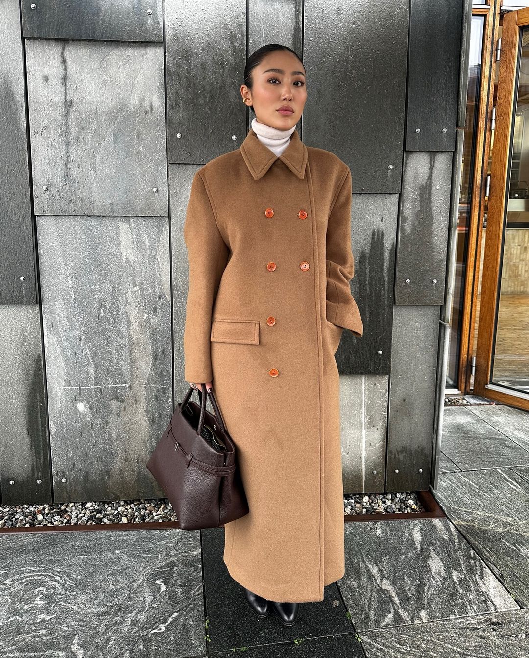 Filippa K brushed wool double breasted long coat 