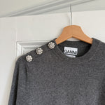 Ganni grey cashmere crystal embellished jumper palace of nowhere