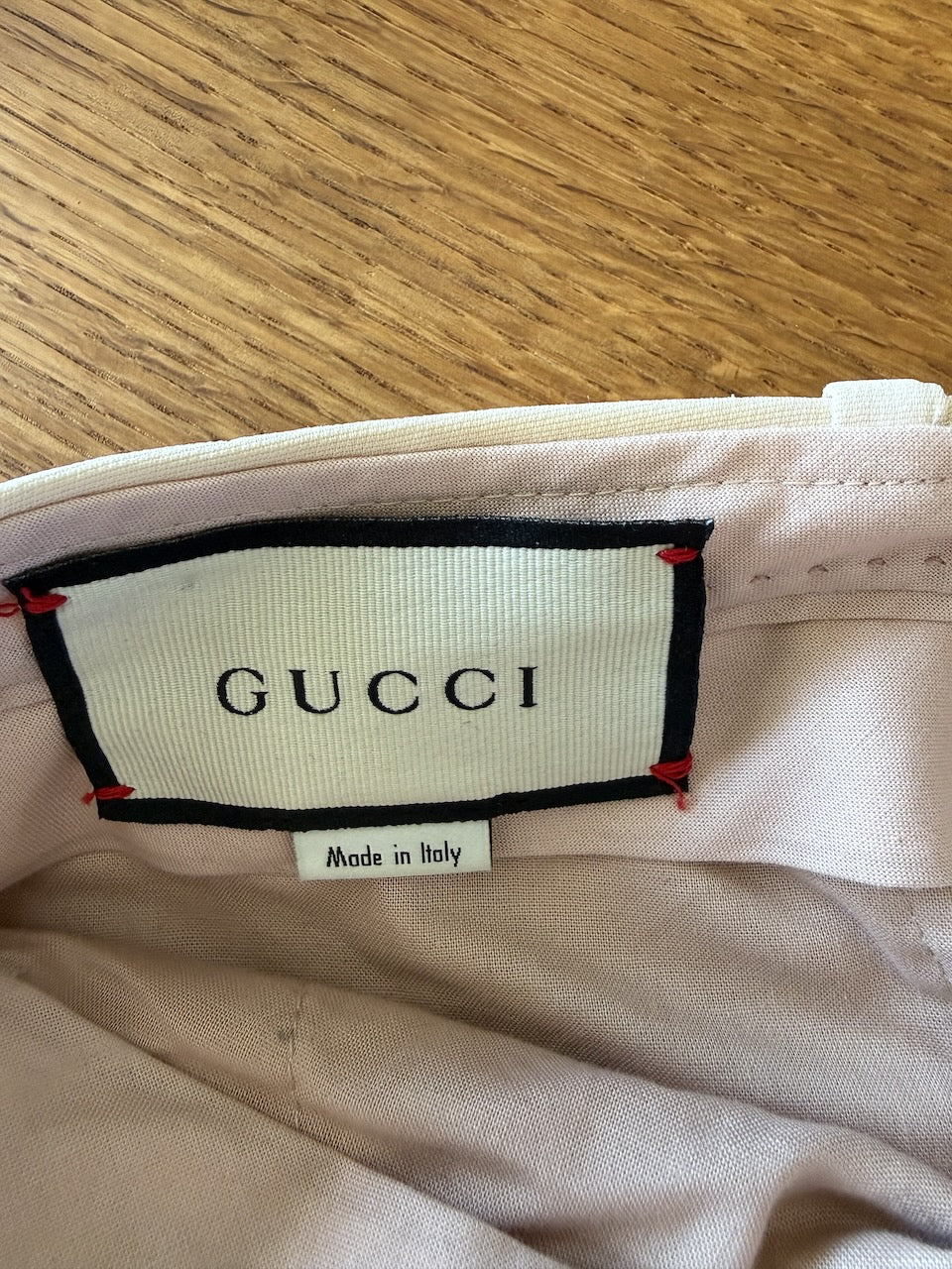 Gucci beige silk wool blend high-waisted flare trousers Palace of Nowhere