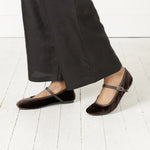 Hai x Reqins Honree chocolate velvet flats at Palace of Nowhere