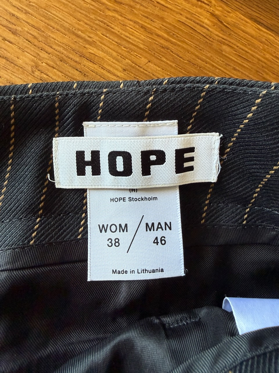 Hope Stockholm 'Far' navy pin stripe wide leg cropped trousers  Palace of Nowhere