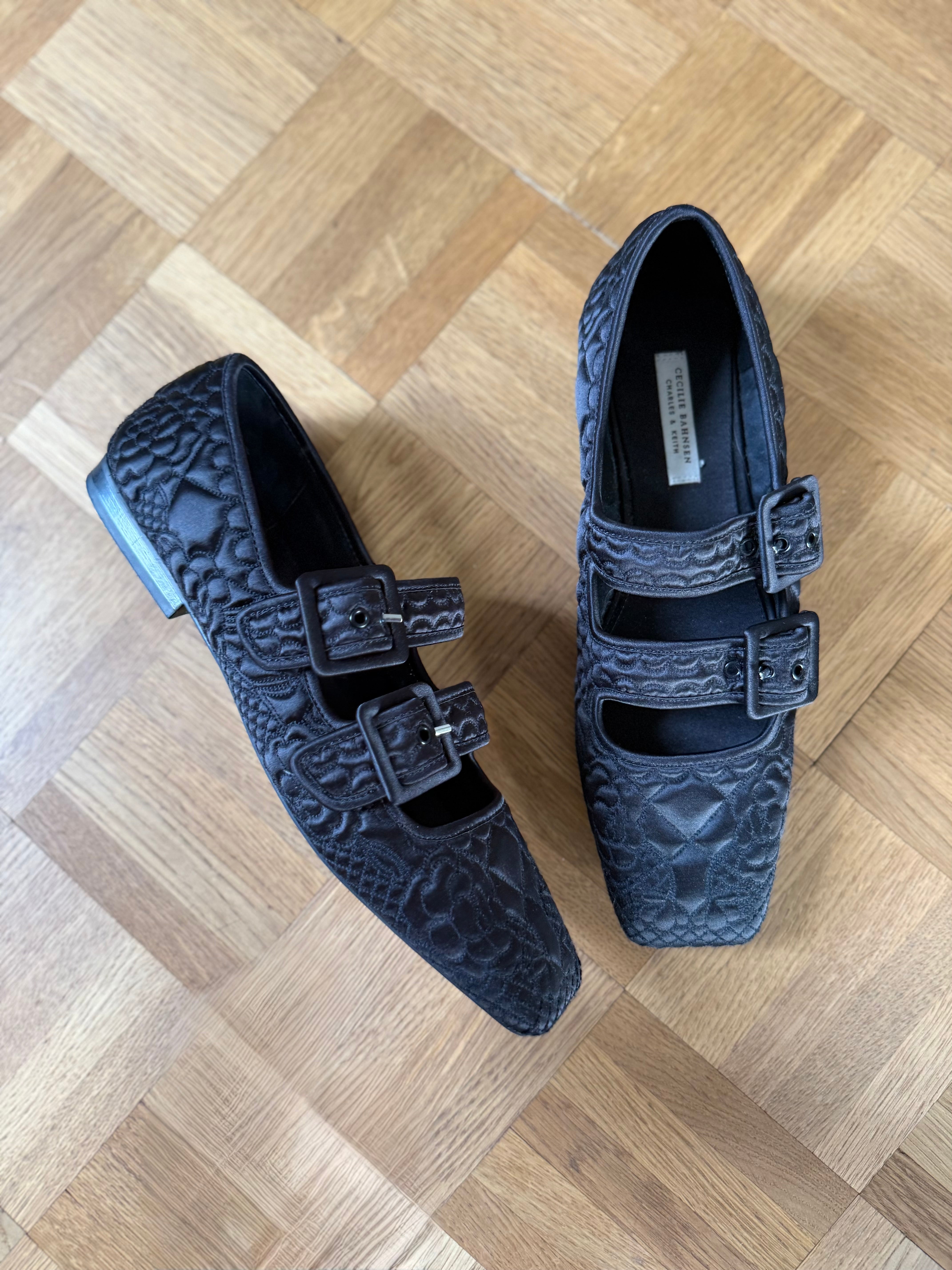 Cecilie Bahnsen x Charles & Keith quilted satin Dahlia Mary Janes 