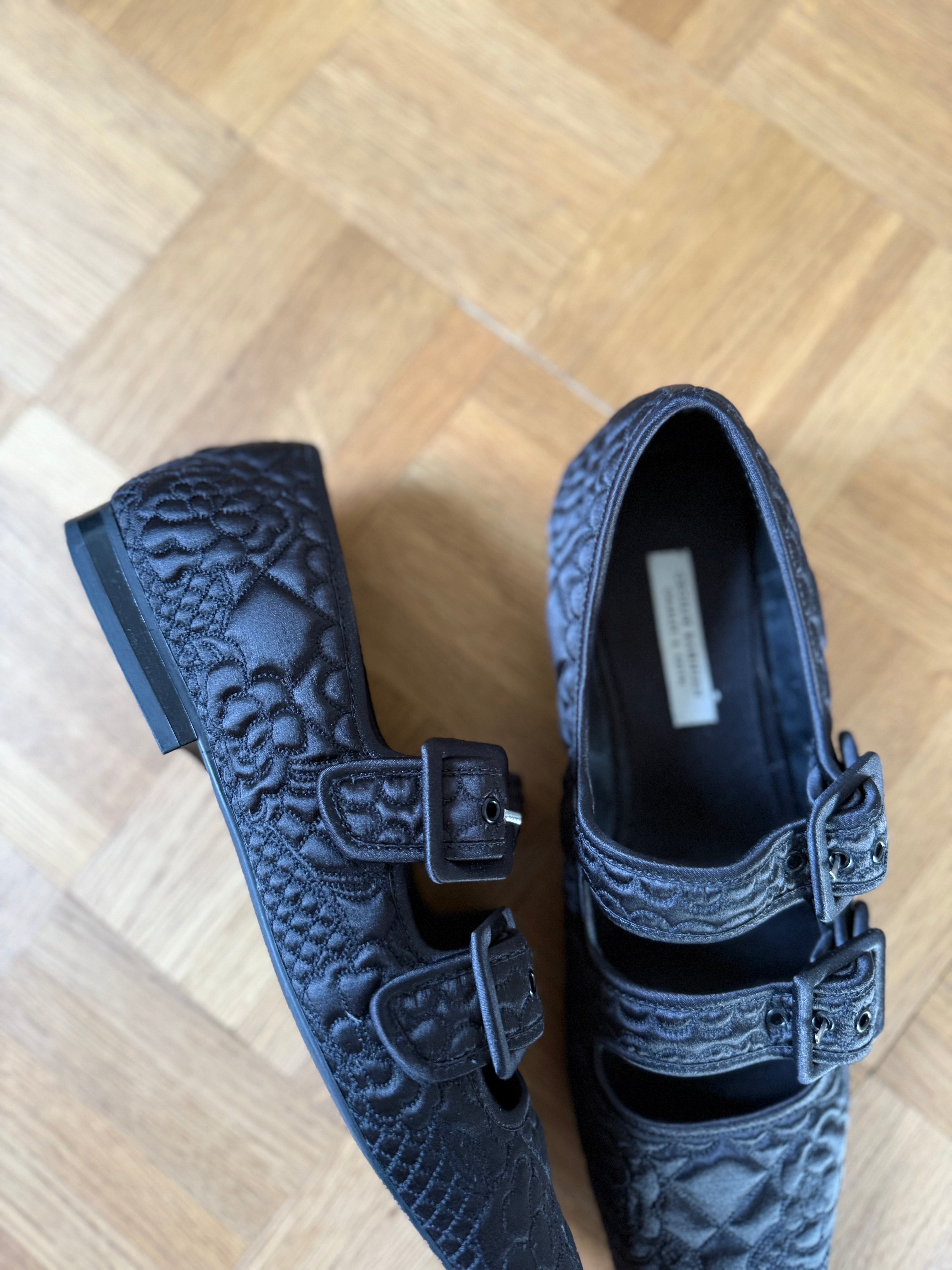 Cecilie Bahnsen x Charles & Keith quilted satin Dahlia Mary Janes 