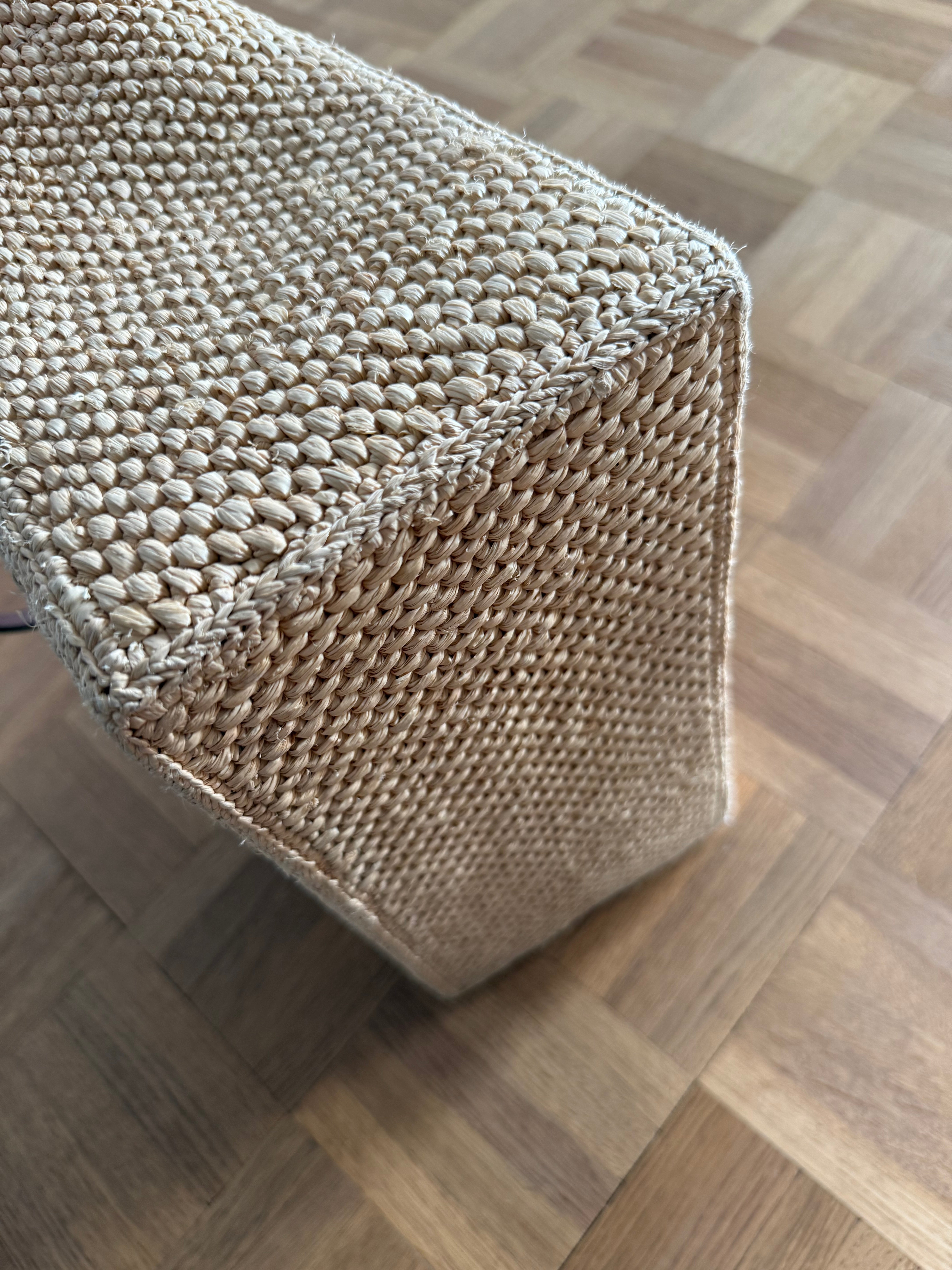 Loewe braided straw & leather tote bag