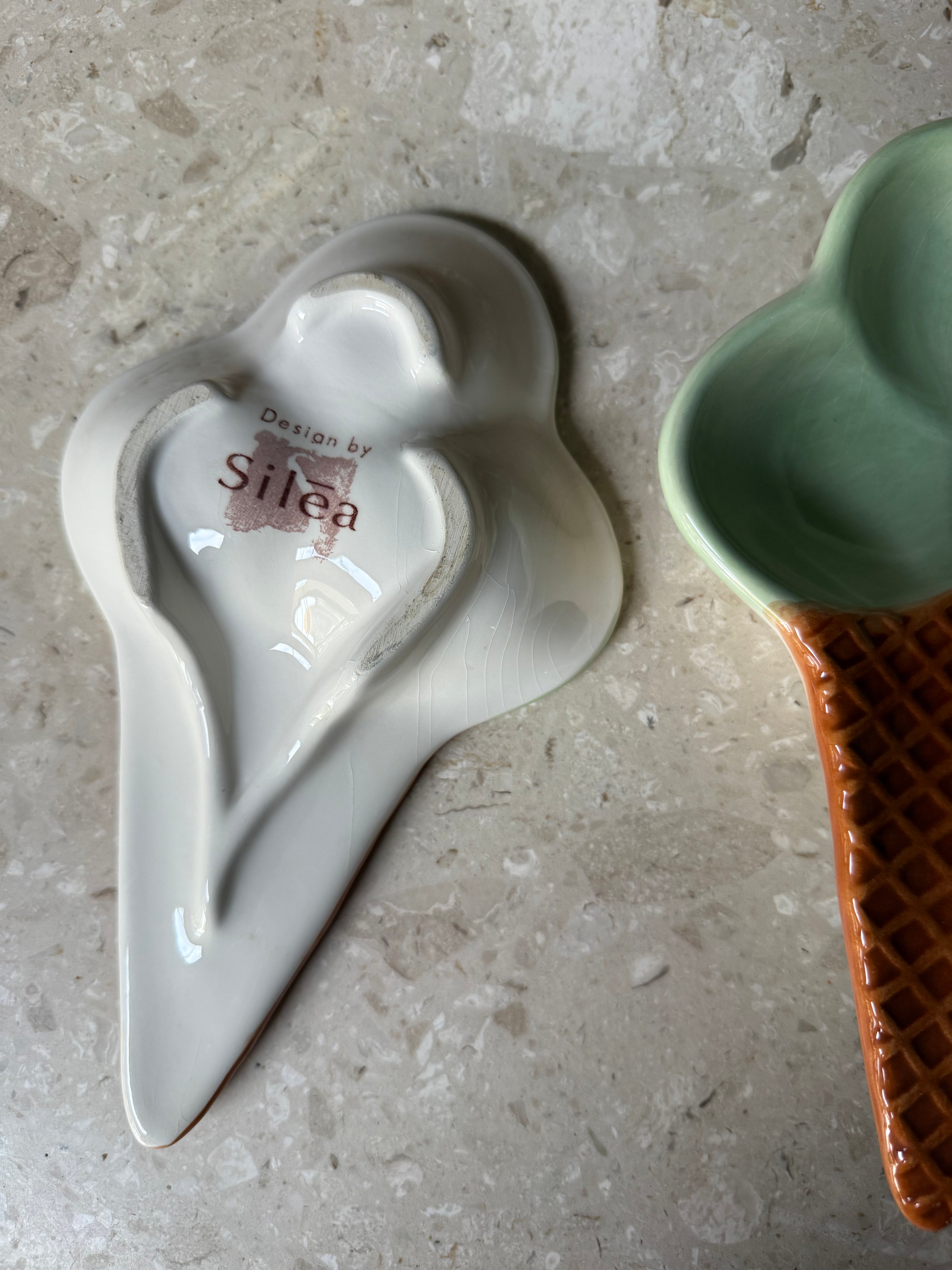 Vintage 90s Silea kitsch ceramic ice cream bowls/ dishes at Palace of Nowhere