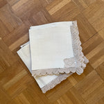 Set of 8 x vintage 1940s hand-crocheted lace edged napkins Palace of Nowhere