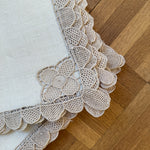 Set of 8 x vintage 1940s hand-crocheted lace edged napkins Palace of Nowhere