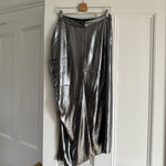 All Saints 'Carla' ruched silver midi skirt Palace of Nowhere