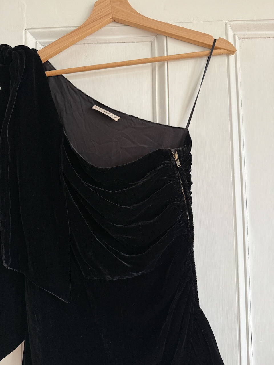 Ulla Johnson 'Elisa' black velvet one shoulder dress Palace of Nowhere