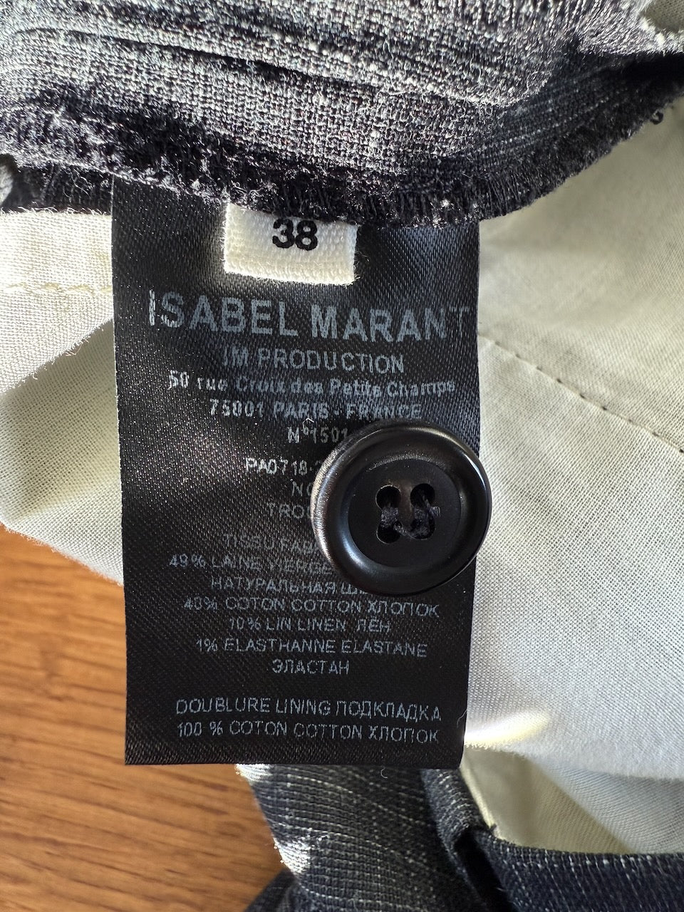 Isabel Marant Etoile charcoal grey checked wool blend 'Noah' trousers Palace of Nowhere