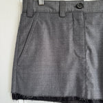 Miu Miu Grisaille logo grey virgin wool skirt Palace of Nowhere