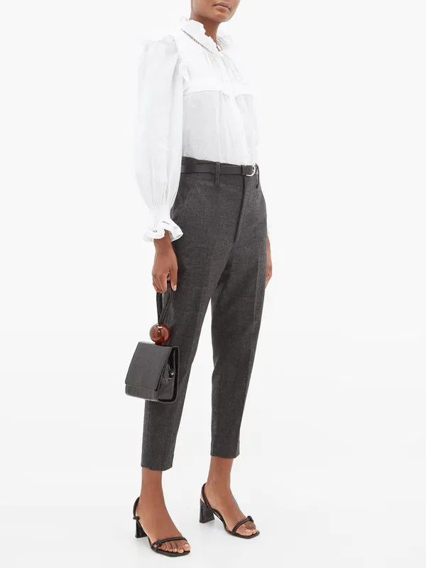 Isabel Marant Etoile charcoal grey checked wool blend 'Noah' trousers Palace of Nowhere