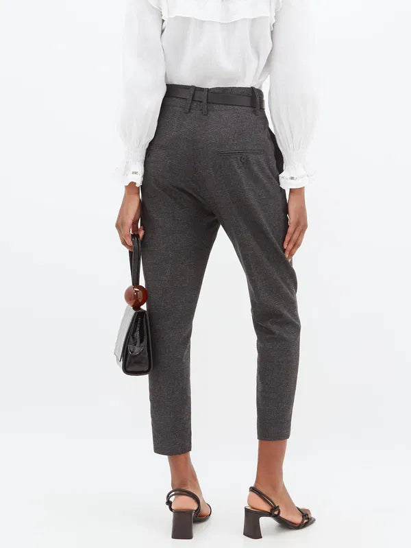 Isabel Marant Etoile charcoal grey checked wool blend 'Noah' trousers Palace of Nowhere